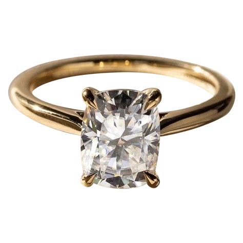 14k Solid Gold Elongated Cushion Cut Moissanite 2 Ct Engagement Ring