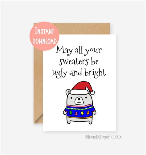 Printable Christmas Card, Funny Christmas Card, Christmas Sweaters ...