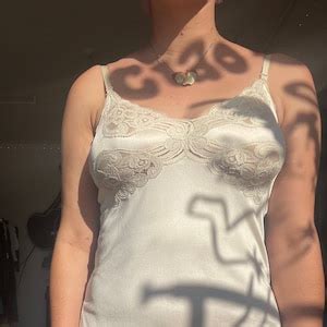 S White Slip Dress With Lace Detailing At Bust Vintage Lingerie Etsy