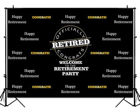 Mehofoto Happy Retirement Backdrop Officially Congrats Black