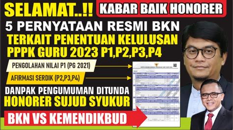 KABAR GEMBIRA 5 PERNYATAAN BKN TENTANG PENGUMUMAN KELULUSAN PPPK