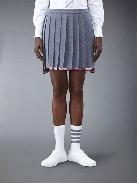 Full Needle Stitch Merino Wool Tipping Pleated Mini Skirt Thom Browne