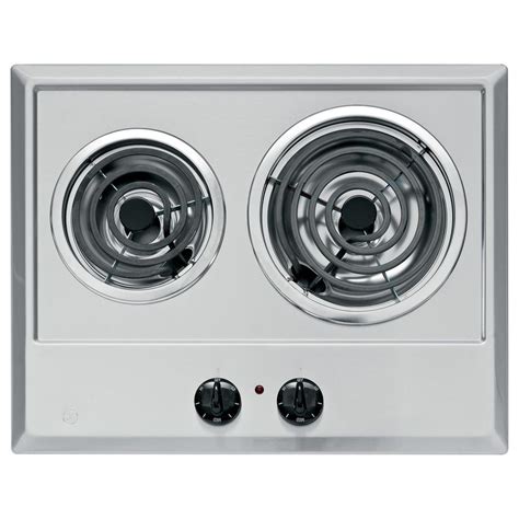 GE 21 in. Coil Electric Cooktop in Stainless Steel with 2 Elements ...