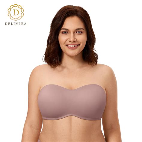 DELIMIRA Womens Seamless Underwire Bandeau Minimizer Strapless Bra For