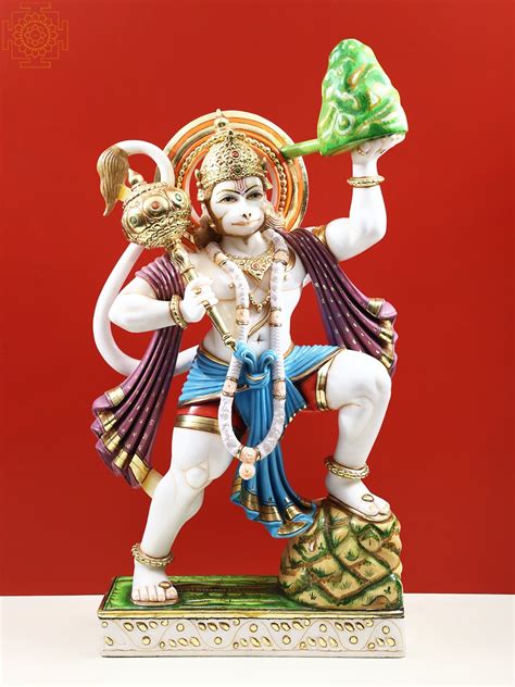 Hanuman With Sanjivani Mountain Hanuman Statue God of Strength Hindu ...