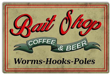 Bait Shop Advertisement Vintage Reproduction Metal Sign 12x18