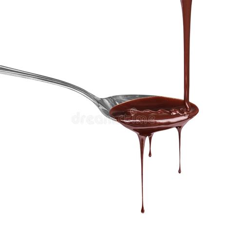 Sciroppo Di Cioccolato Che Cola Dal Cucchiaio Immagine Stock Immagine