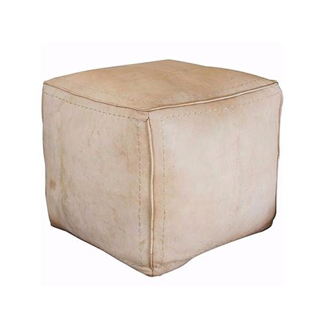 Black Square Leather Pouf - Morocco Products Shop