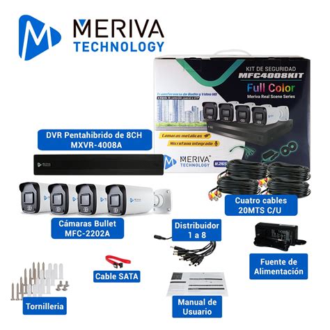 Kit Cámaras De Seguridad Cctv Meriva 1080 P Full Hd 4 Cámaras Dvr 8ch