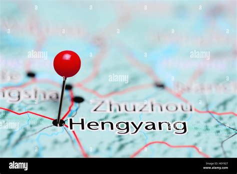 Hengyang pinned on a map of China Stock Photo - Alamy