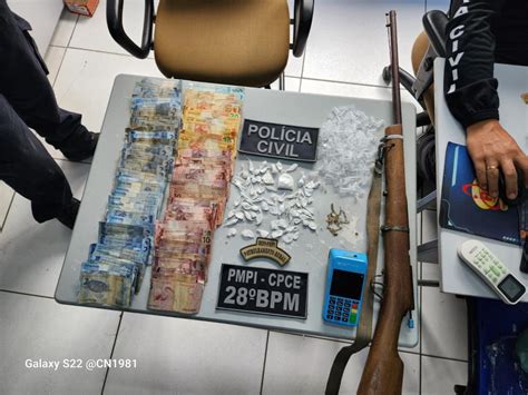 PM prende trio e apreende armas dinheiro e drogas em Tamboril do Piauí