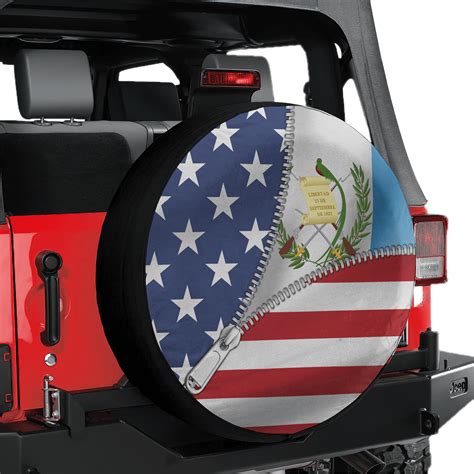 Lotusprinthandmade American And Guatemala Flag Spare Tire Cover Without Backup Camera Hole 6 Sizes