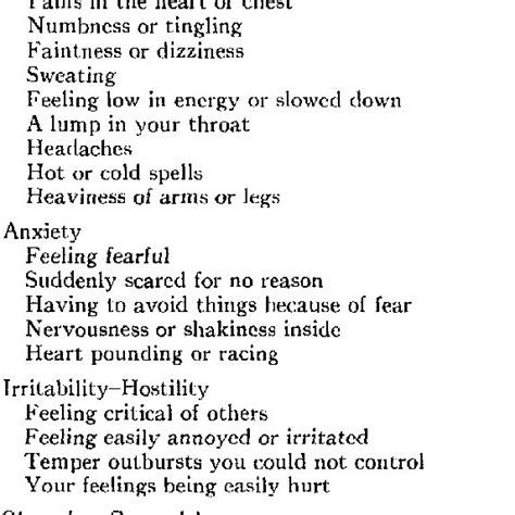 Symptom Clusters On The Hopkins Symptom Checklist Depression Download