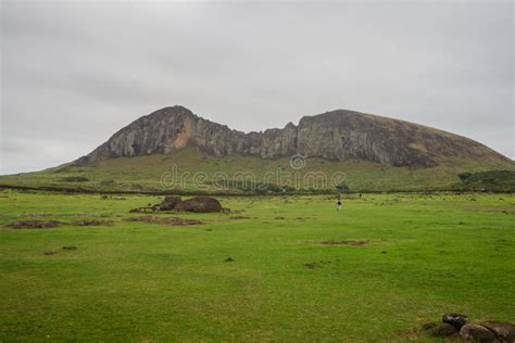 View of Rano Raraku Volcano , the Moai Quarry in Easter Island Stock ...