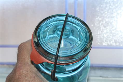 Vintage Blue Ball Ideal Jar Pint Mason With Glass Lid 1923 To 1933