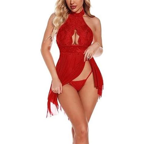Buy Dhrexv Women Lingerie Lace Babydoll Strap Chemise Halter Scoop Neck Sleepwear For Honeymoon