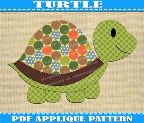 Turtle Applique Pattern Template Pdf By Adornablepatterns On Etsy