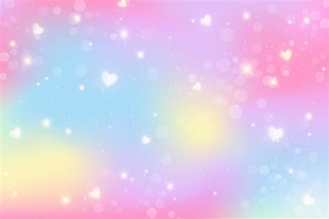 Rainbow Unicorn Background Holographic Illustration In Pastel Colors