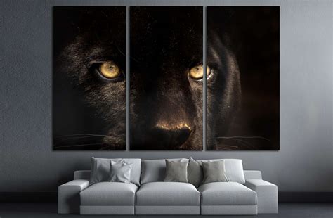 The Eyes Of A Black Panther Canvas Art Wall Decor 3 Piece Canvas Prints