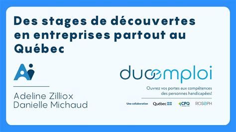 DuoEmploi des stages de découvertes en entreprises partout au Québec