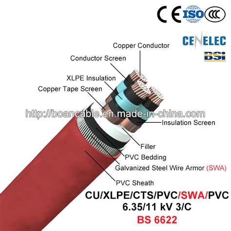 Cuxlpectspvcswapvc Power Cable 63511 Kv 3c Bs 6622 Jytopcable