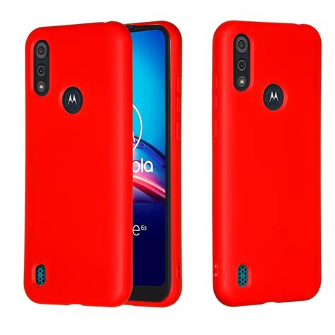 For Motorola Moto E6s 2020 Pure Color Liquid Silicone Shockproof Full