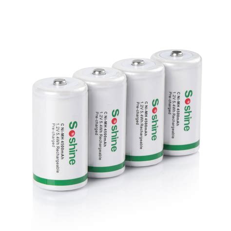 Soshine NiMH C Size Rechargeable Batteries Supper Low Self Discharge 1