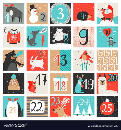 Advent Calendar December Countdown Calendar Vector Image