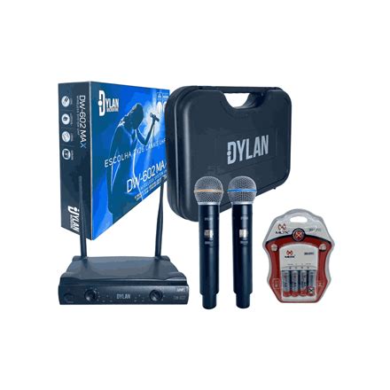 Kit Microfone Dylan Dw Max Sem Fio Carregador Mox C Pilhas Aa