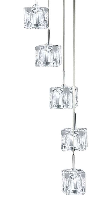 Ice Cube Led Multi Drop Pendant Ceiling Light Polished Chrome