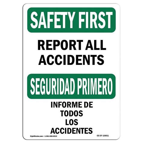 10 X 14 In OSHA Safety First Sign Report All Accidents Walmart