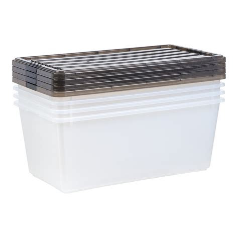 Iris Usa 4 Pack 91qt Large Plastic Storage Bin With Lid And Secure