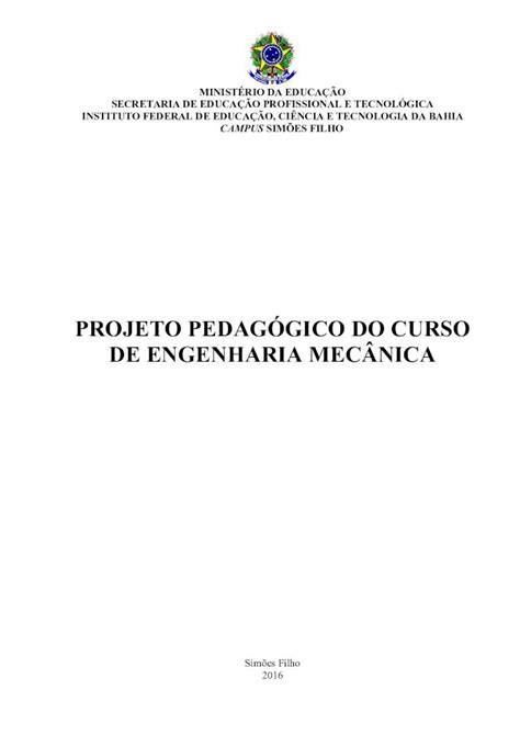 PDF PROJETO PEDAGÓGICO DO CURSO DE ENGENHARIA MECÂNICA PPC