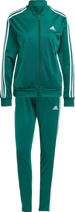 Adidas Sportswear Essentials 3 Stripes Trainingspak Dames Groen L