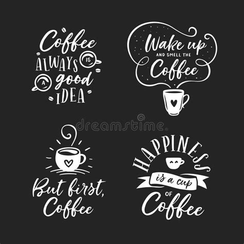 Set Of Coffee Related Typography Quotes About Coffee Vintage Vector