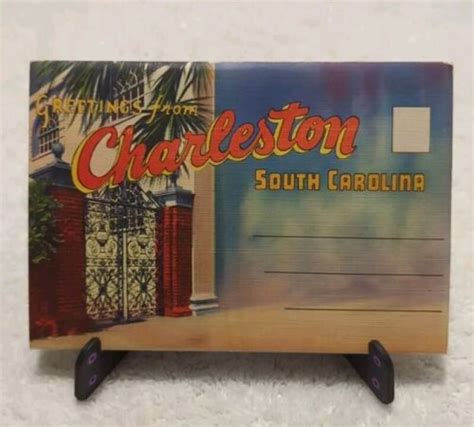 Vintage Linen Postcard Greetings From Charleston Sc Beautiful