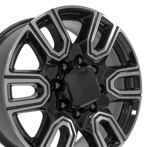 20-inch Black Machined Rims fit GMC Sierra 2500-3500 - CV96B 20x8.5 Replica Wheels