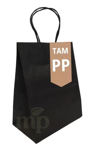 Sacolas Papel Kraft Black Preta Tamanho Pp Unidades Mercadolivre