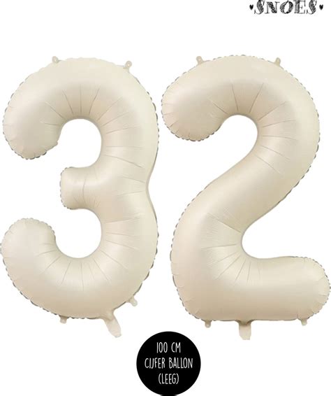 Cijfer Helium Folie Ballon XL Jaar Cijfer Creme Satijn Nude Cm Bol