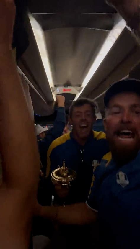 Ecstatic Rory Mcilroy And Shane Lowry Guzzle Booze From The Ryder Cup Trophy As Their Team