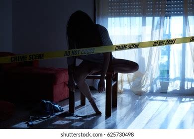 Crime Scene Imitation Lifeless Woman Lying Stock Photo 625730498