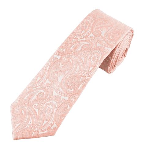 Dusky Pink Paisley Pattern Boys Skinny Tie From Ties Planet Uk