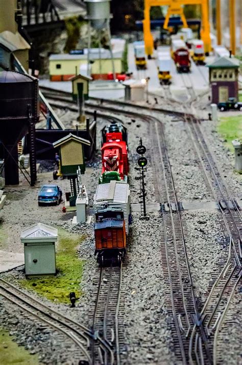 Miniature Toy Model Train Locomotives On Display Stock Image Image Of