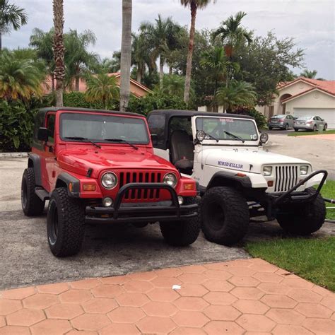 His and hers jeeps Yj and tj this is so my house hubby Yj mines the Tj ...