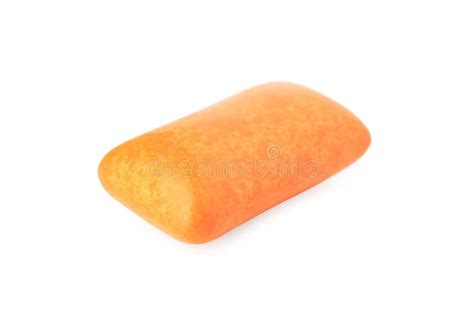 One Tasty Orange Chewing Gum Isolated On White Stock Image Image Of