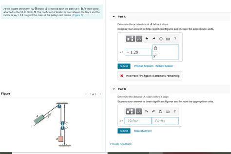 Solved At The Instant Shown The 100 Lb Block A Is Moving Chegg