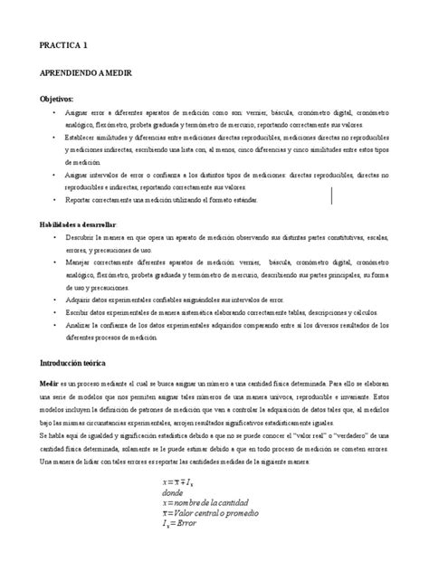 Practica 1 Lab 1 Pdf Medición Exactitud Y Precisión