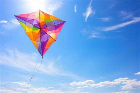 Premium Photo Colorful Kite Flying High In A Clear Sky