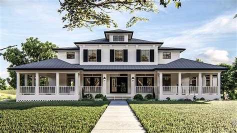 Bedroom Two Story Country Home For A Corner Lot With Wraparound Porch