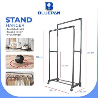 Jual Bluepan Stand Hanger Double Gantungan Pakaian Serbaguna Rak